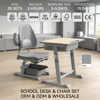 Ensemble table et chaise pliantes pour élèves du primaire, table de sieste inclinable réglable, cadre en métal MDF