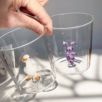 GLEAM Verre à boire en verre borosilicate de haute qualité, résistant aux hautes températures, en forme d'animal tridimensionnel, mignon, pour le commerce transfrontalier
