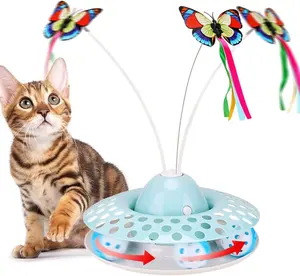 אוטומטי חשמלי מסתובב חתול צעצוע צבעוני פרפר ציפור בעלי החיים צורת אינטראקטיבי לחיות מחמד כלב חתלתול אינטראקטיבי אימון חתול צעצוע