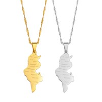 Collier Pendentif Bouddhiste en Acier Inoxydable et Pierre Naturelle, avec Chaîne en Bambou, Motif Cartes de Villes Européennes et Américaines Variées, Style Charmant Transfrontalier