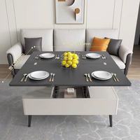 Table basse rectangulaire moderne multifonctionnelle relevable et pliable, table basse télescopique pour salon