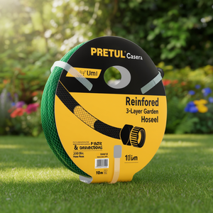 Carrete de Manguera de Jardín Reforzado Pretul de 3 Capas, Manguera de PVC de 10 m con Conexiones de 1/2 Pulgada para Riego y Uso en Exteriores - Product Image 2