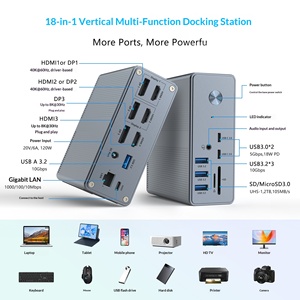 แท่นเชื่อมต่ออะลูมิเนียมอัลลอย18-in-1 USB-C <span class=keywords><strong>8K</strong></span> 4K 60Hz 120W กิกะบิตอีเธอร์เน็ต SD TF มีสินค้าในสต็อก - Product Image 2