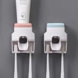 Treo Tường Tự Động Kem Đánh Răng Dispenser Bàn Chải Đánh Răng Chủ Kit Set Cho Người Lớn Trẻ Em Phụ Kiện Phòng Tắm
