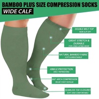 Chaussettes de compression en fibre de bambou en gros, grandes tailles, mollets larges, extra larges, douces, respirantes, de soutien, pour usine