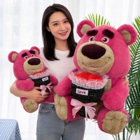 Nouvelle Peluche Ours Fraise Brodé Super Doux en Coton PP, Cadeau Unisexe Saint-Valentin Anti-Stress 30CM-70CM 14 Ans
