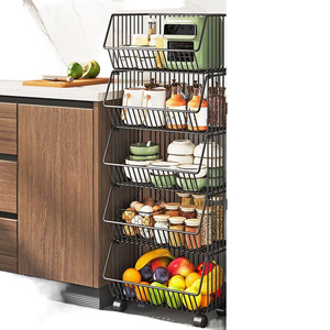 Multi-Layer Kitchen <strong>Storage</strong> Rack Household Mobile Floor-Standing Fruit Vegetable <strong>Basket</strong> Microwave Oven <strong>Storage</strong> Shelves <strong>Units</strong> - Product Image 5
