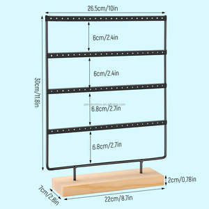 Support d'organisation et de présentation de boucles d'oreilles noir à 88 trous et 4 niveaux, support de bijoux suspendu pour boucles d'oreilles - Product Image 2