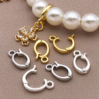 Fermoir universel ouvert en laiton plaqué or véritable 18 carats, de forme ovale, coloré et durable, pour pendentifs, colliers de perles et bracelets DIY