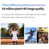 Appareil photo numérique multifonction 64MP C CD avec écran tactile coulissant, lecteur de musique, batterie 3600mAh, matériau plastique