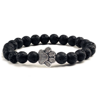 Charm patte de chien en alliage perles 8mm Bracelet extensible perles Calaite Bracelet élastique