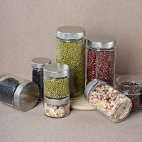 Bocaux en verre transparents pour miel et cornichons, avec couvercle métallique, contenances variées (75ml, 100ml, 150ml, 200ml, 220ml, 250ml, 500ml, 750ml, 1000ml)