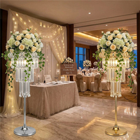 Centre de table en fer doré, support de fleurs en métal et acrylique, accessoire de scène pour mariage, hôtel, fête, événement, banquet, décoration
