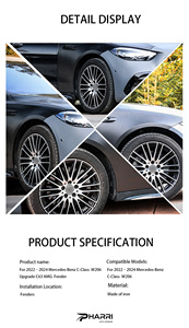 Pare-chocs avant en fer pour Mercedes Classe C W206 2022-2024, modèle Pharri W206 <span class=keywords><strong>C63S</strong></span> AMG, avec garnitures d'aération latérales - Product Image 4