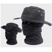 Chapeau de sport de plein air Boonie Protection solaire UV Camouflage Masque de seau réglable pour la randonnée et la pêche Femmes et hommes