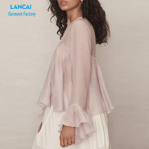 เสื้อซาตินสำหรับผู้หญิงคอกลมแขนยาวทรงหลวมแขนสั้นเสื้อลำลองหวานๆสำหรับชีวิตประจำวัน - Product Image 2