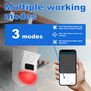 Nouvelle version du <span class=keywords><strong>d</strong></span>étecteur de mouvement solaire WIFI Tuya avec <span class=keywords><strong>alarme</strong></span> sonore sans fil, sirène stroboscopique intelligente, compatible avec l'application Smart Life - Product Image 2