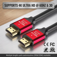 Câble HDMI 2.0 tressé de 1,5 m (4,5 pi) plaqué or, mâle-mâle, haute vitesse 4K 60Hz 3D 1080P, pour HDTV, Xbox, PS4, PS5, jeux