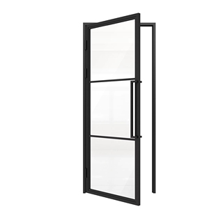 Steel Framed Internal <strong>Doors</strong> Modern Design Style Black Metal Glass for Bedroom Application - Product Image 1