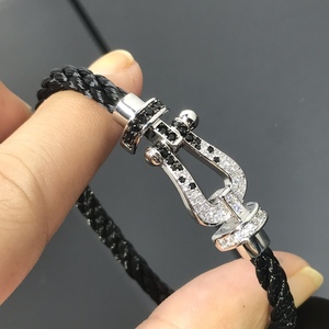 Bracciale in Argento Sterling <span class=keywords><strong>925</strong></span> di Alta Qualità, <span class=keywords><strong>Bracciali</strong></span> Fred Horseshoe per <span class=keywords><strong>Uomo</strong></span> e Donna, Gioielli alla Moda, Bracciale a Corda, Vendita all'Ingrosso - Product Image 1