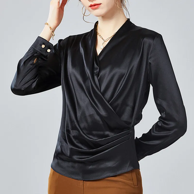 2024 bayanlar İlkbahar/sonbahar zarif, uzun stil çizgili uzun kollu gömlek kadınlar için moda üst artı boyutu bluz ve gömlek/