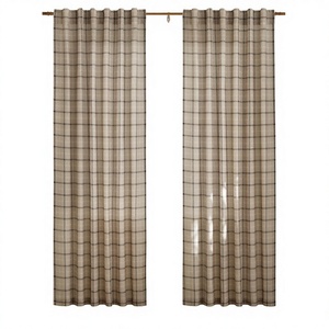 Cortinas de ventana NICETOWN de lino a cuadros de búfalo para otoño, con filtro de luz, 52x84 pulgadas, con bolsillo para barra y lengüetas traseras, estilo rústico de granja, China - Product Image 1