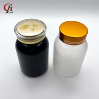 Botella de medicina de plástico para mascotas, frasco de cápsula negra con tapa y delineador, 150 cc, mate, venta al por mayor
