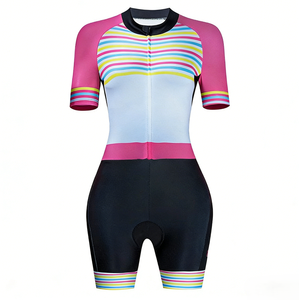 Traje de Triatlón de Alto Rendimiento con Estampado por Sublimación, Ropa Deportiva con Rayas Coloridas, Ajuste Cómodo y Secado Rápido para Carreras - Product Image 2