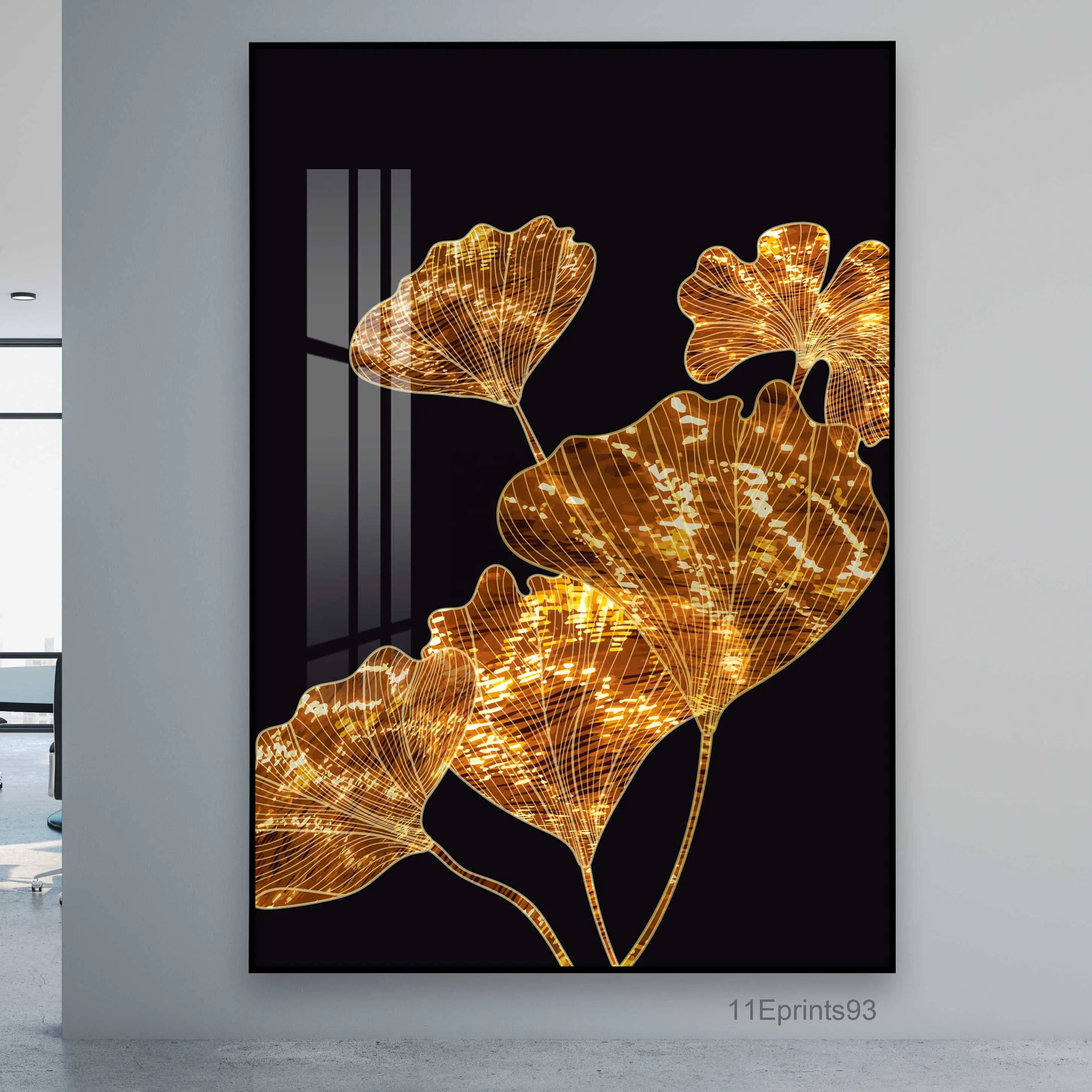 مجردة شعبية جدار تصاعد الصورة الذهبي أوراق مخصص زجاج مؤطر الخزف المصنوع من الكريستال اللوحة