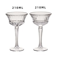 Verre à pied haut de luxe vintage à motif losanges, capacité 210 ml, réutilisable, pour desserts glacés et cocktails