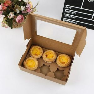 Biểu tượng tùy chỉnh bao bì thực phẩm hộp Takeaway tông trứng Tart hộp với cửa sổ trong suốt mờ cán bao bì nướng - Product Image 5