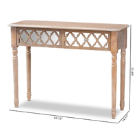 Table de console en bois blanc lavé rustique français personnalisé avec miroir