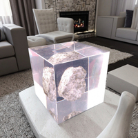 Cube en résine transparente avec inclusion de roche naturelle brute, bloc transparent pour presse-papiers, souvenir pour bureau, maison et cadeau d'entreprise