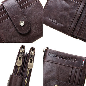 Dompet Pria HUMERPAUL dengan Rantai Besi Kulit Asli Anti-RFID Tempat Kartu Kredit & ID Kantong Koin Resleting Ganda Grosir - Product Image 5