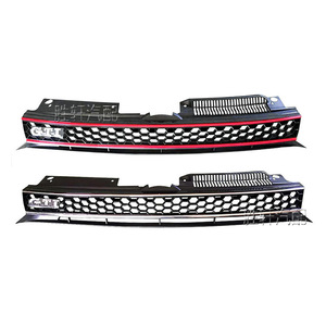Parrilla Delantera para Volkswagen Golf Mk6 Gti, Rejilla de Entrada de Aire Tipo Panal, Parachoques de Plástico ABS, Línea Roja Plateada - Product Image 1