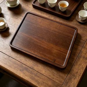 Acacia Wood Serving <b>Tray</b> 34x25x2cm Solid Color For <b>Tea</b> Coffee Hotel Use - Product Image 1