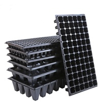 Barquettes de semis en PET noir de 80 g, 21/32/50/72/105/128/200 cellules, barquettes de pépinière, barquettes à semences en plastique pour la plantation