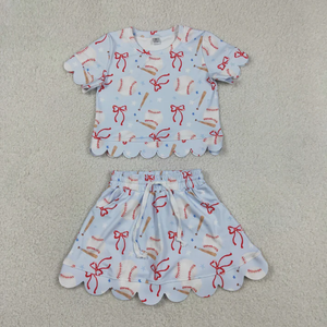 Nouvel arrivage : Ensemble de vêtements de yoga d'été pour enfants, filles, bébés, hauts violets à fleurs, jupe à volants, shorts, tenues - Product Image 4