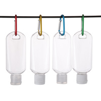 Botellas de Plástico PETG Transparentes Recargables de 50 ml, 60 ml, 1 oz, con Agarre para Gimnasio, Botella Desinfectante con Llavero, Cosmética, Serigrafiada