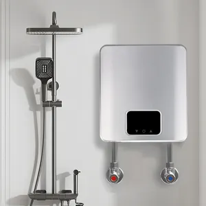 Alüminyum ısıtma elemanı ev anlık duş Tankless elektrikli SU ISITICI plastik dokunmatik düğme duvara monte ücretsiz yedek parçalar