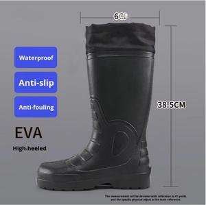 CHUDUN Нескользящие рабочие сапоги для поваров на флисовой подкладке, водонепроницаемые, маслостойкие, высокие, для кухни, пищевых производств, кейтеринга, работы в дождь - Product Image 6