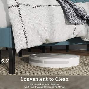 Каркас кровати размера «<span class=keywords><strong>King</strong></span>-Size» с бархатной обивкой, на платформе, с прочными планками, матрац-основа, легкая сборка, Аквамарин - Product Image 6