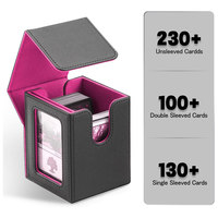 Boîte de rangement pour cartes Commander avec fenêtre de présentation – Contient 100 cartes à double pochette – Noir et violet