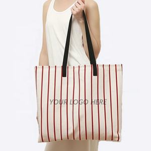 Полосатая парусиновая сумка для покупок - Product Image 2