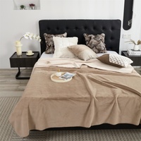 Plaid moderne décontracté en velours de vison tissé à poils courts, style luxe léger, couleur unie, chaud en polaire pour canapé et lit, pour lit simple ou double, idéal pour l'hiver