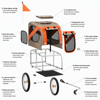 Remorque de vélo pour animaux de compagnie 40 kg, pliable, pour chiens et chats, pour les sorties en plein air