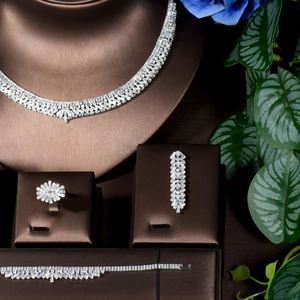 ชุดเครื่องประดับหรูหราอารมณ์ชุดลูกบาศก์เซอร์โคเนียสร้อยคอและต่างหูเครื่องประดับชุดเจ้าสาว S-50งานแต่งงาน - Product Image 3