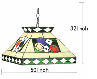 Lustre suspendu en verre de 16 pouces, fait main, petit carré, style table de poker, avec éclairage LED et hauteur réglable