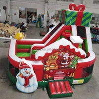 Boule gonflable de fête pour enfants, maison de rebond de noël, toboggan de maison en pain d'épices gonflable