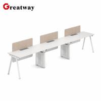 Station de travail de bureau 3 places, mobilier de bureau moderne, table d'ordinateur modulaire ouverte, bureau commercial, solution d'espace de travail